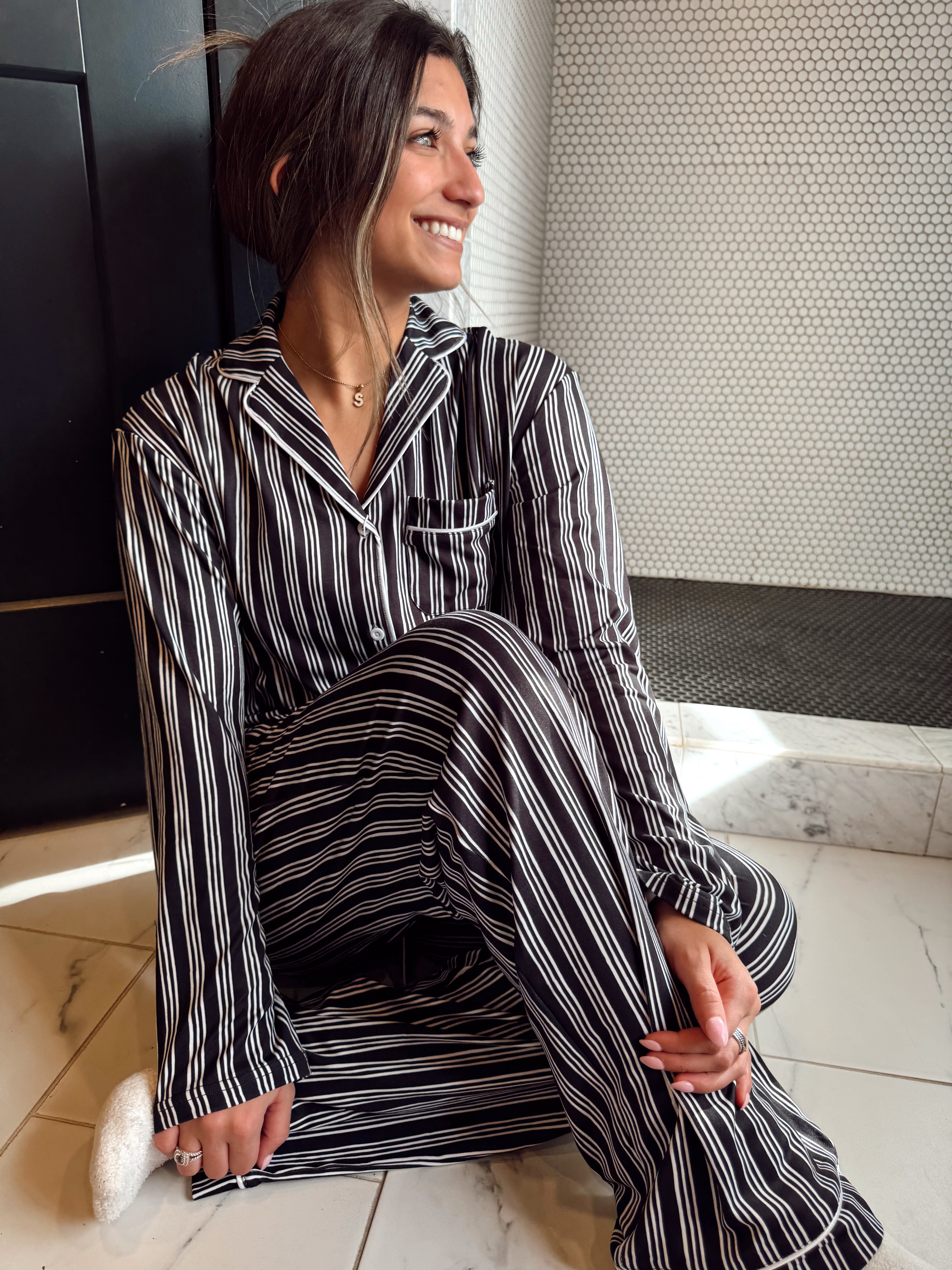 完売品INTERBREED Patterned Pajama Stripe Henry Pajama Set in Vintage Stripe – Sleepy Jones