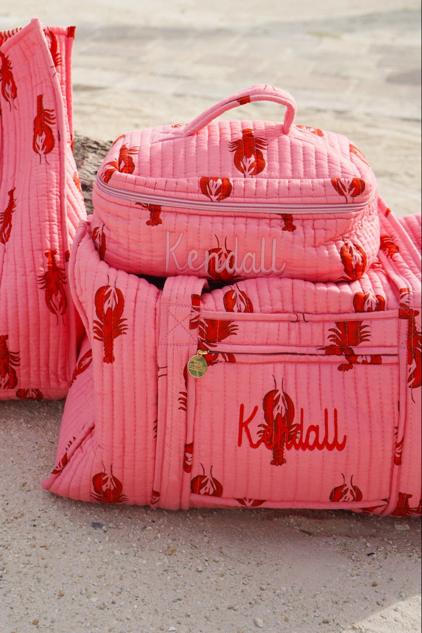 Quilted Block-Print Duffel Bag