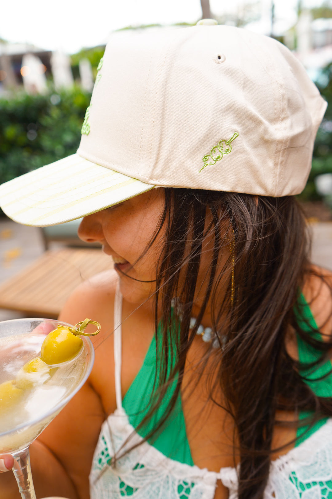 Bikinis &amp; Dirty Martinis - Green Stripe Trucker Hat