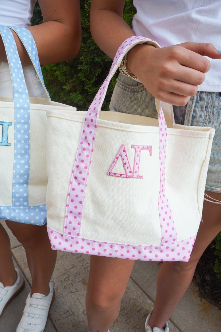 Sorority Greek Mini Polka Dot Canvas Tote