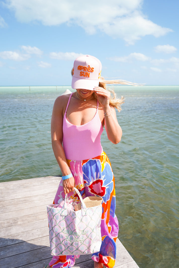 Apres Sun - Pink Canvas Trucker Hat - PREORDER