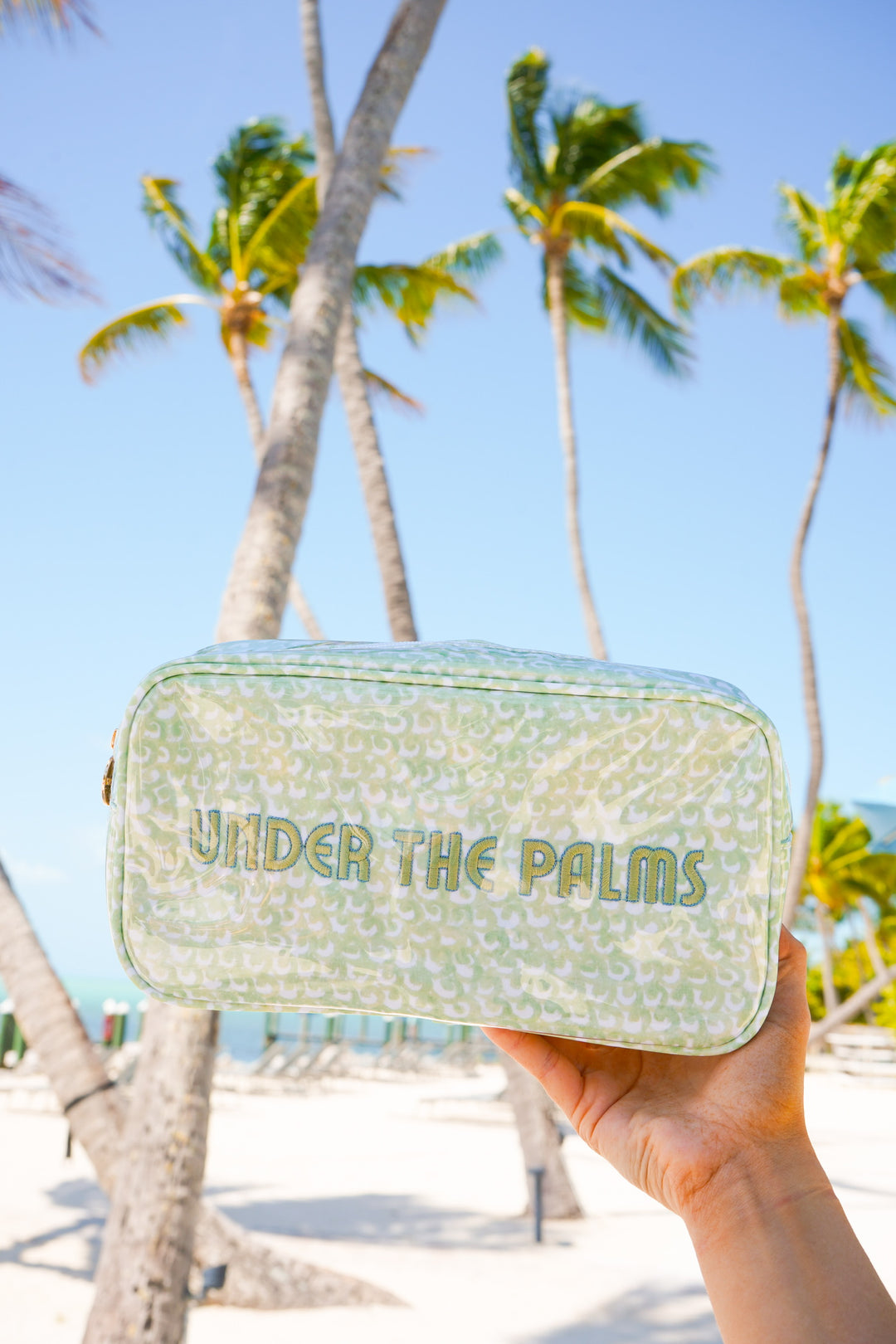 Under the Palms - Green Scallops Large Clear Coat Bag