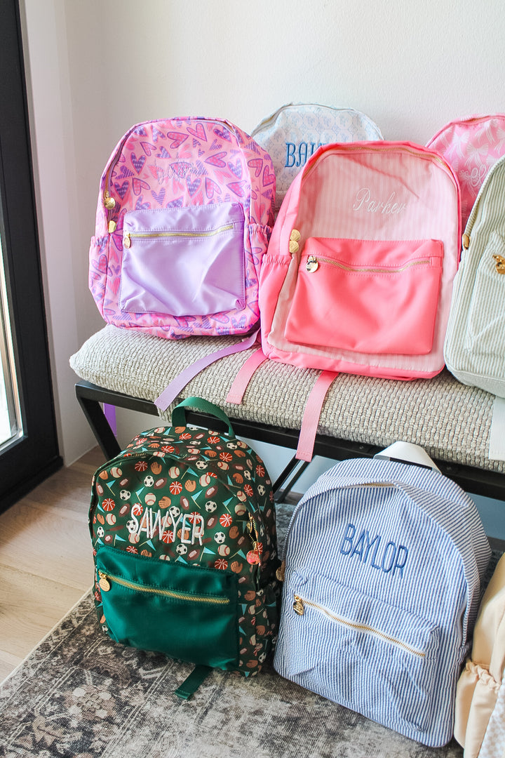 Pink Stripe Backpack -PLAIN NO EMBROIDERY