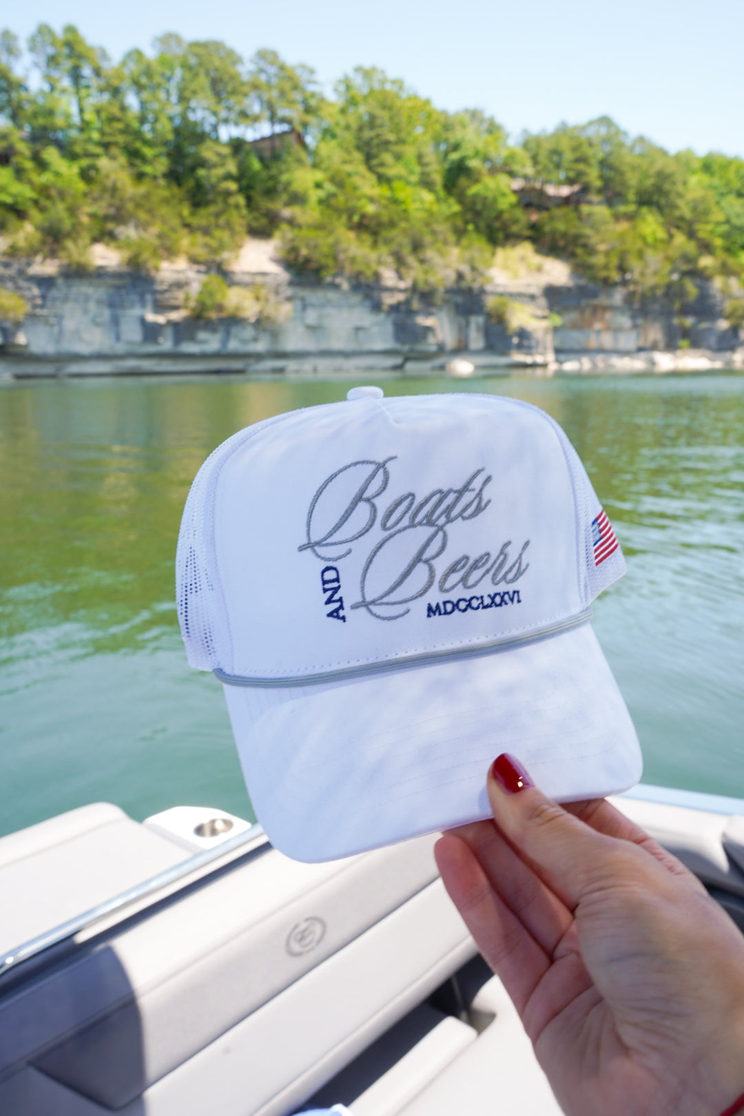 Boats &amp; Beers - White Vintage Trucker Hat