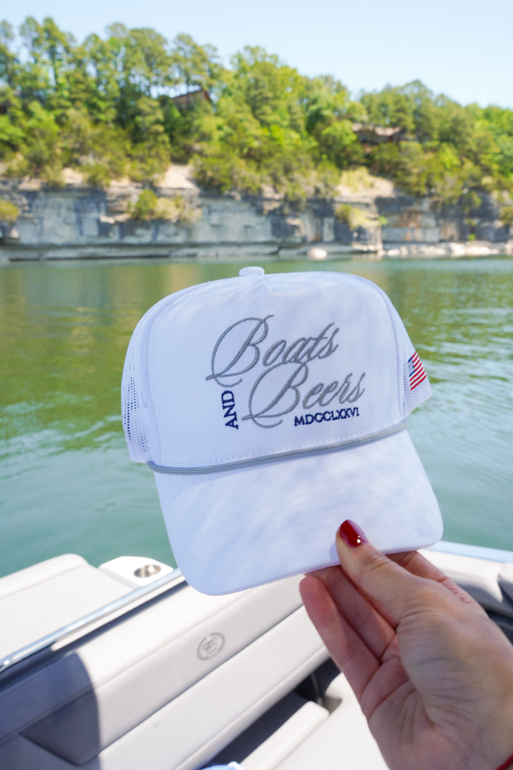 Boats &amp; Beers - White Vintage Trucker Hat