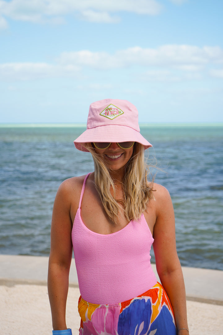 Meet me at the Beach Hat - Pink &amp; Green