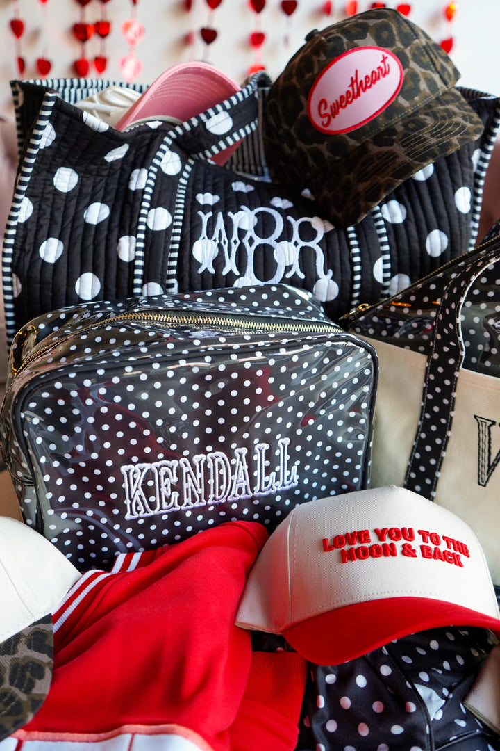 Black Polka Dot - Clear Coat XL Toiletry Bag