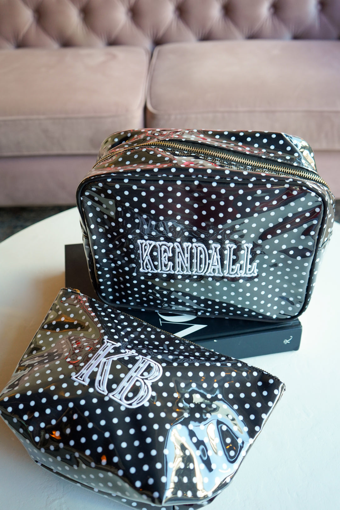 Black Polka Dot - Clear Coat XL Toiletry Bag