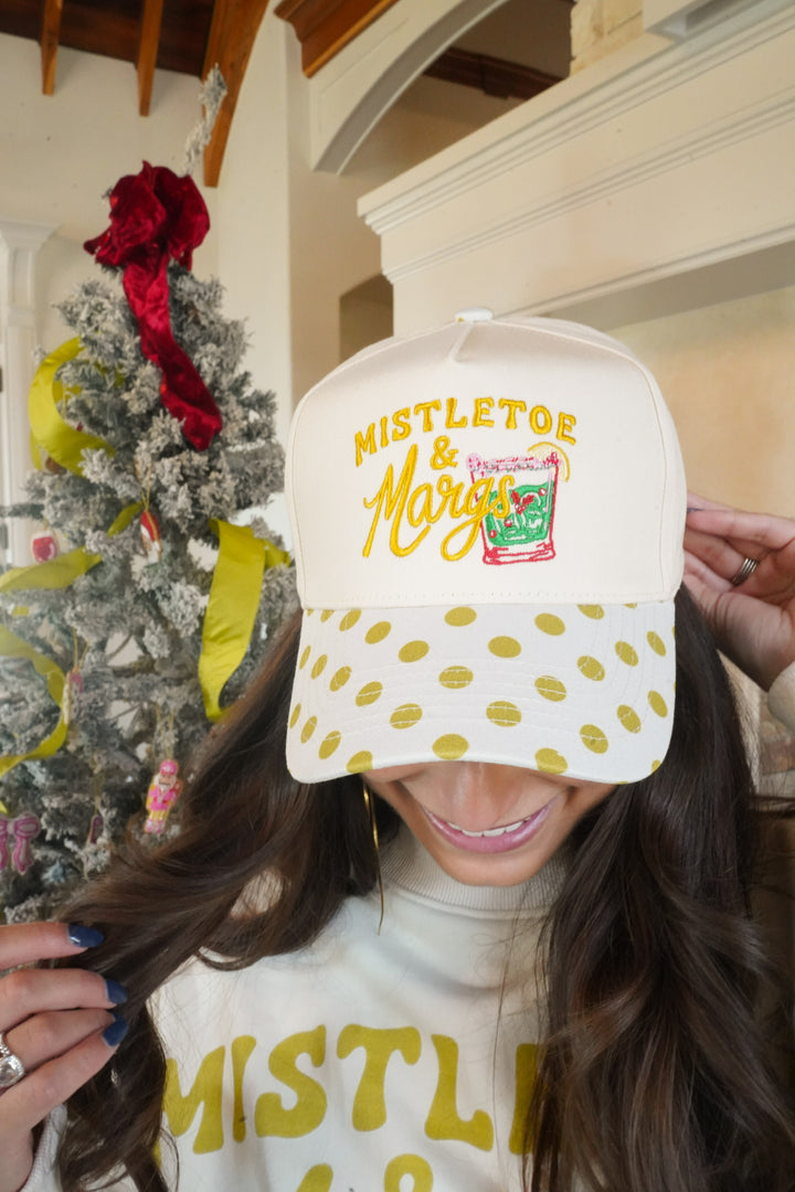 Mistletoe &amp; Margs - Chartreuse Polka Dot Trucker Hat