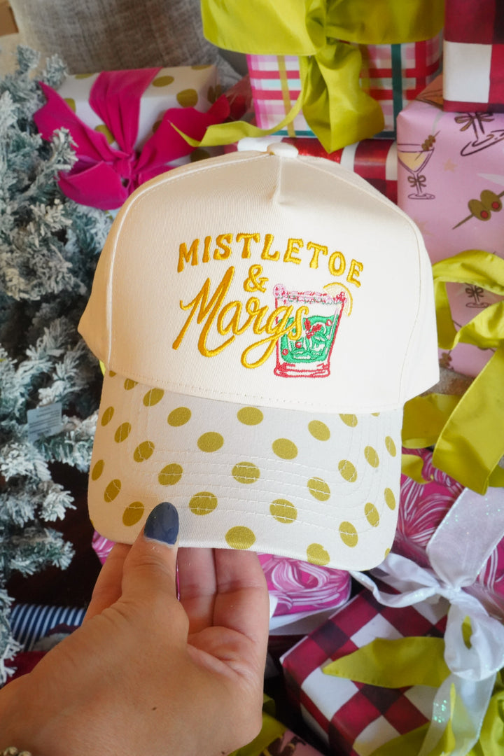 Mistletoe &amp; Margs - Chartreuse Polka Dot Trucker Hat