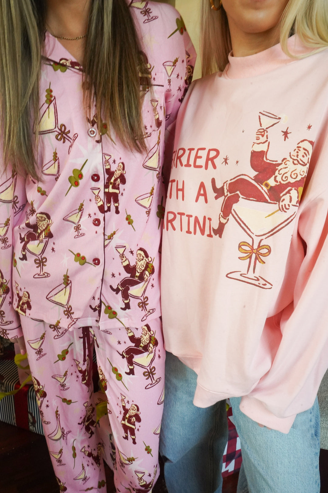 Tipsy Santa - Ribbed Bamboo Long Sleeve + Pants Pajama Set