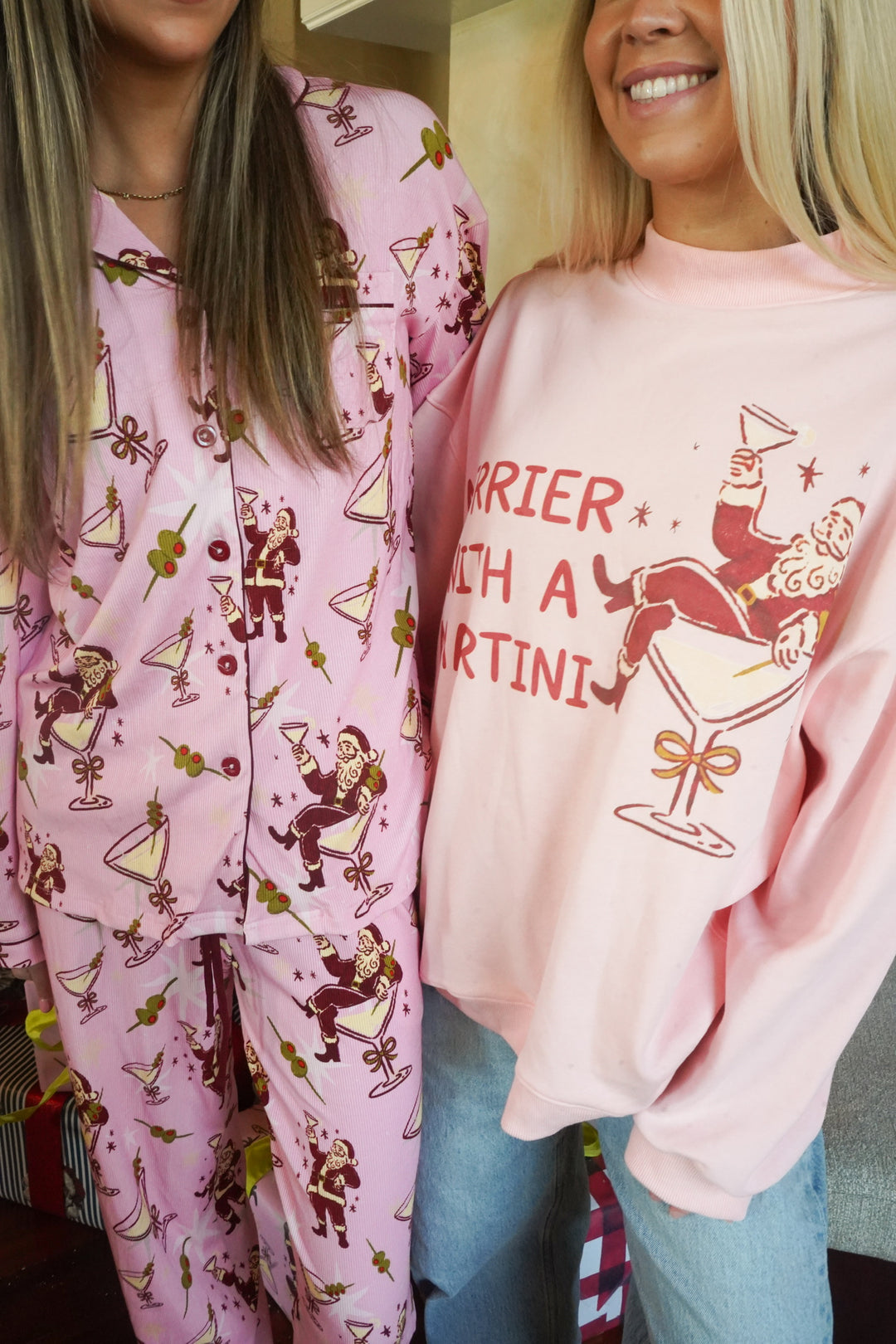 Tipsy Santa - Ribbed Bamboo Long Sleeve + Pants Pajama Set