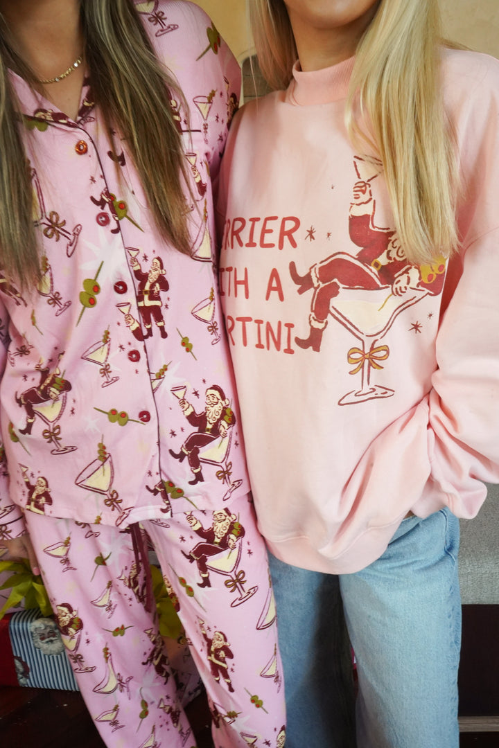 Tipsy Santa - Ribbed Bamboo Long Sleeve + Pants Pajama Set