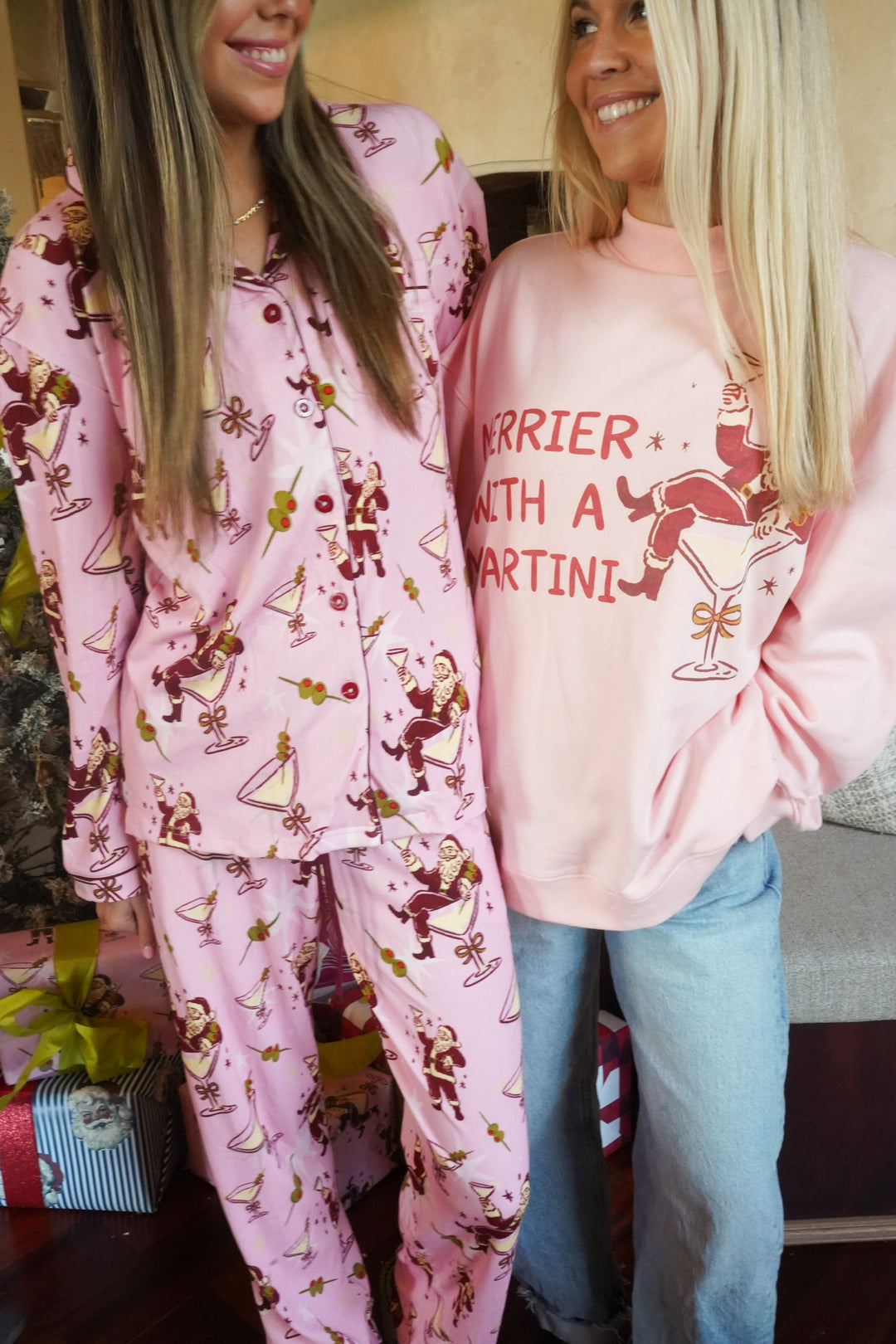 Tipsy Santa - Ribbed Bamboo Long Sleeve + Pants Pajama Set
