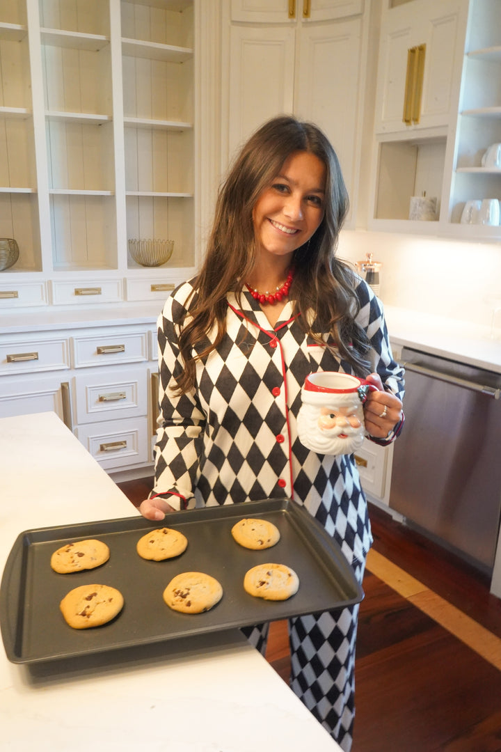Black Argyle - Ribbed Bamboo Long Sleeve + Pants Pajama Set