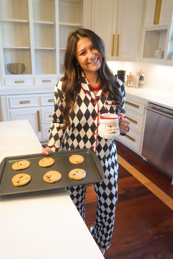 Black Argyle - Ribbed Bamboo Long Sleeve + Pants Pajama Set