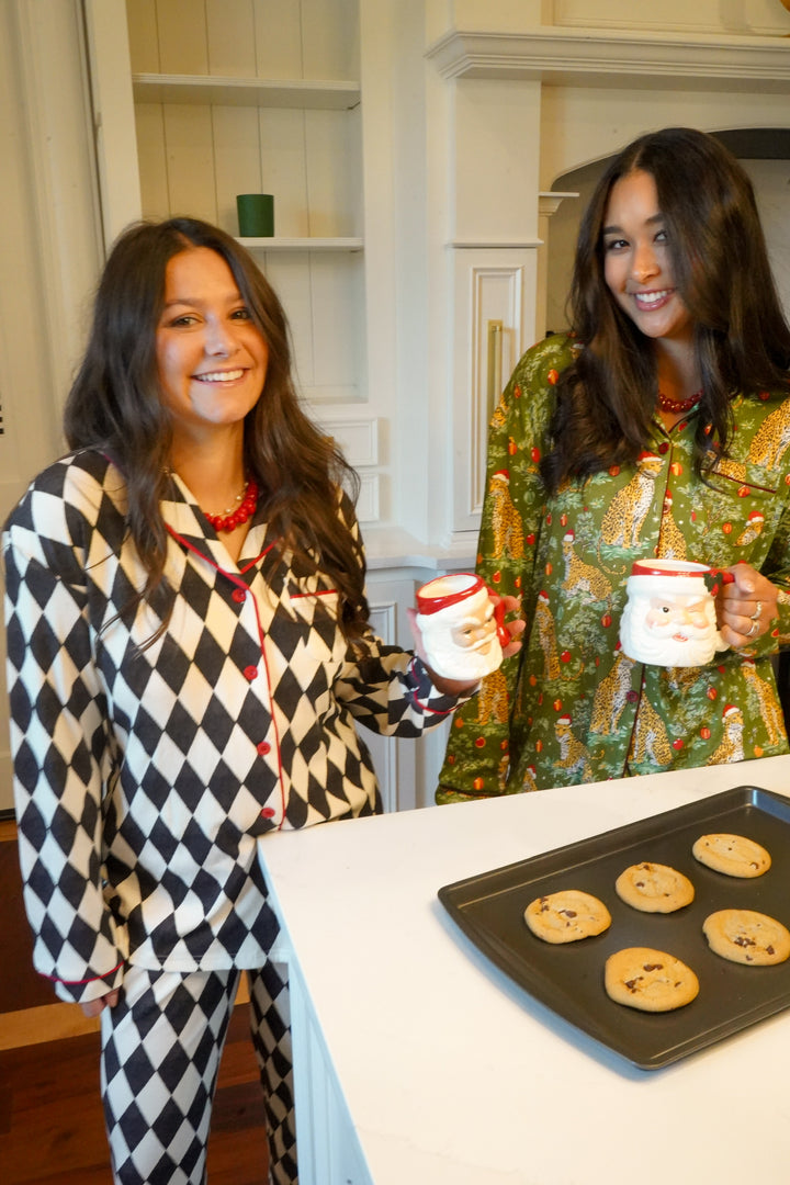 Black Argyle - Ribbed Bamboo Long Sleeve + Pants Pajama Set