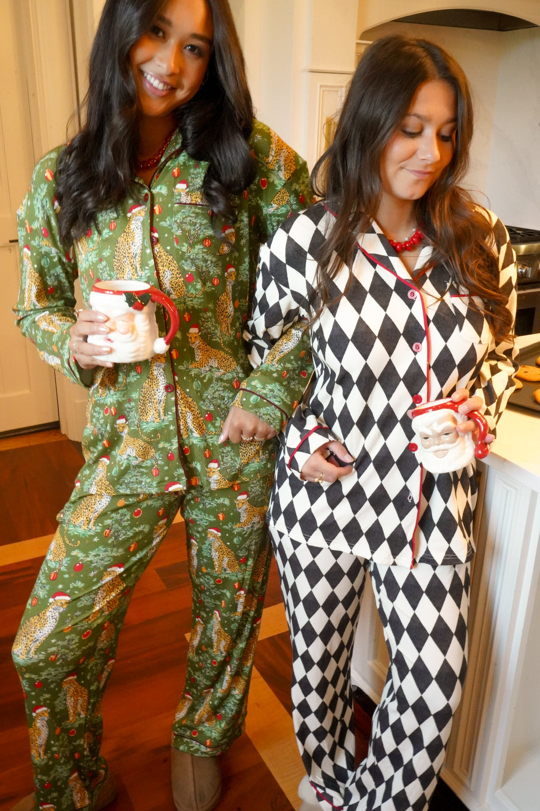Black Argyle - Ribbed Bamboo Long Sleeve + Pants Pajama Set