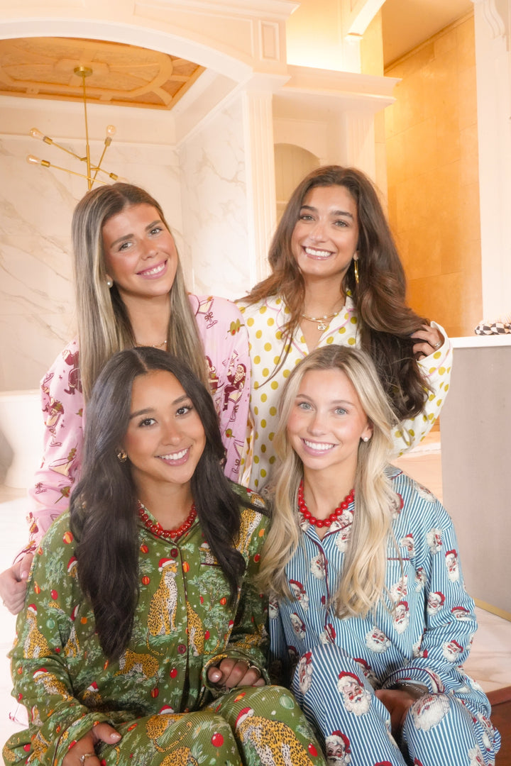 Christmas Cheetah - Ribbed Bamboo Long Sleeve + Pants Pajama Set