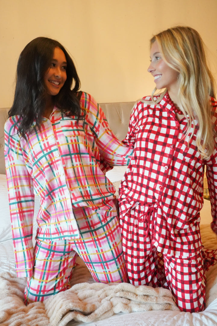 Confetti Plaid - Ribbed Bamboo Long Sleeve + Pants Pajama Set