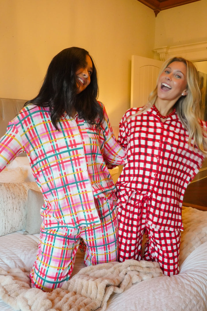 Confetti Plaid - Ribbed Bamboo Long Sleeve + Pants Pajama Set