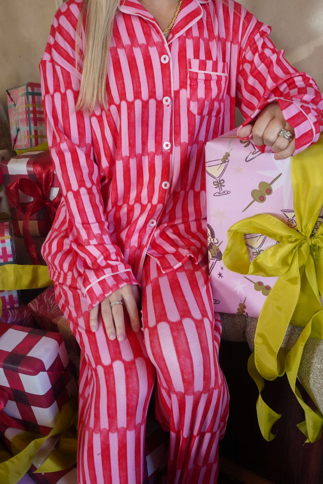 Candy Stripes - Ribbed Bamboo Long Sleeve + Pants Pajama Set