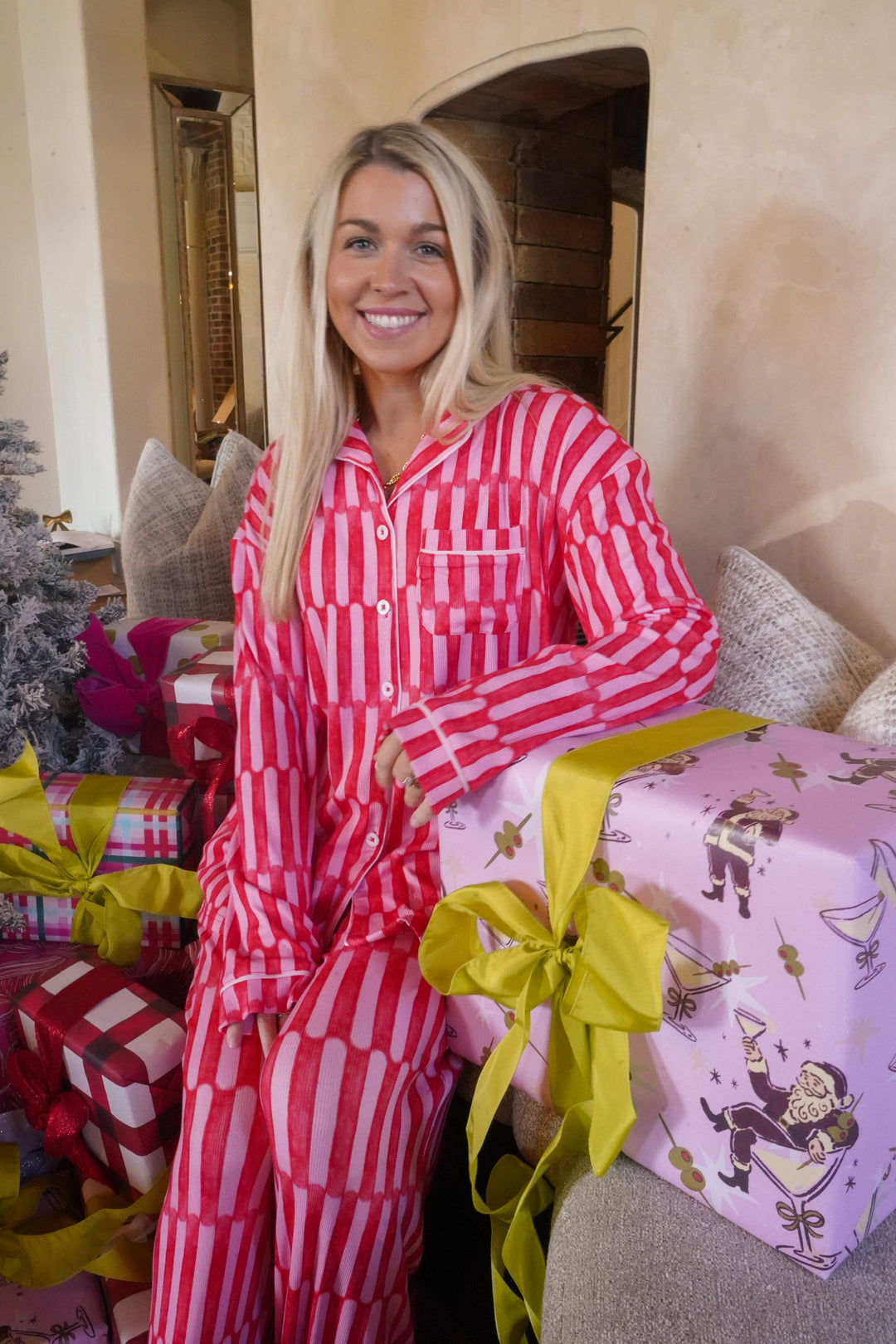 Candy Stripes - Ribbed Bamboo Long Sleeve + Pants Pajama Set