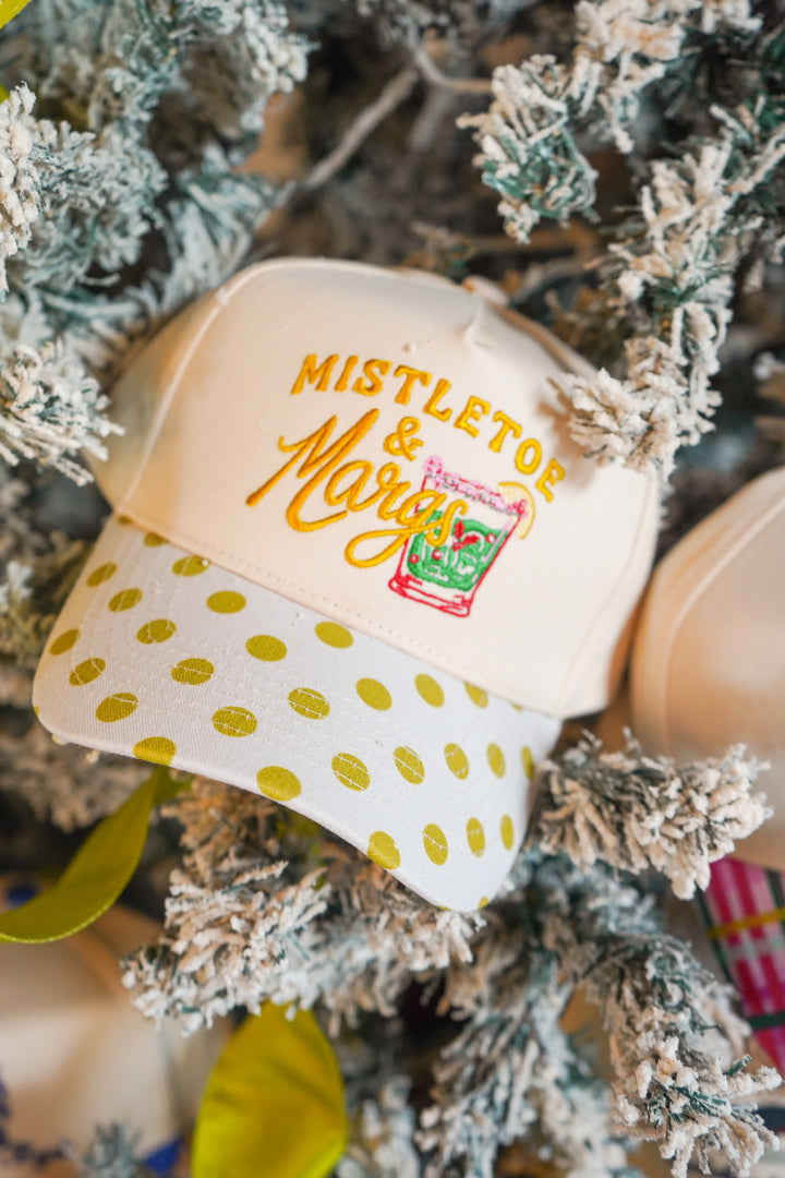 Mistletoe &amp; Margs - Chartreuse Polka Dot Trucker Hat