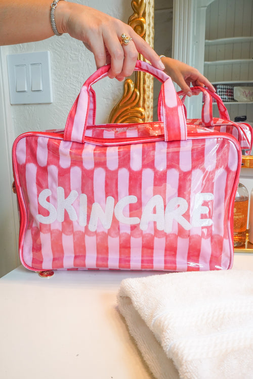 Skincare - Candy Stripes Clear Coat Toiletry Case