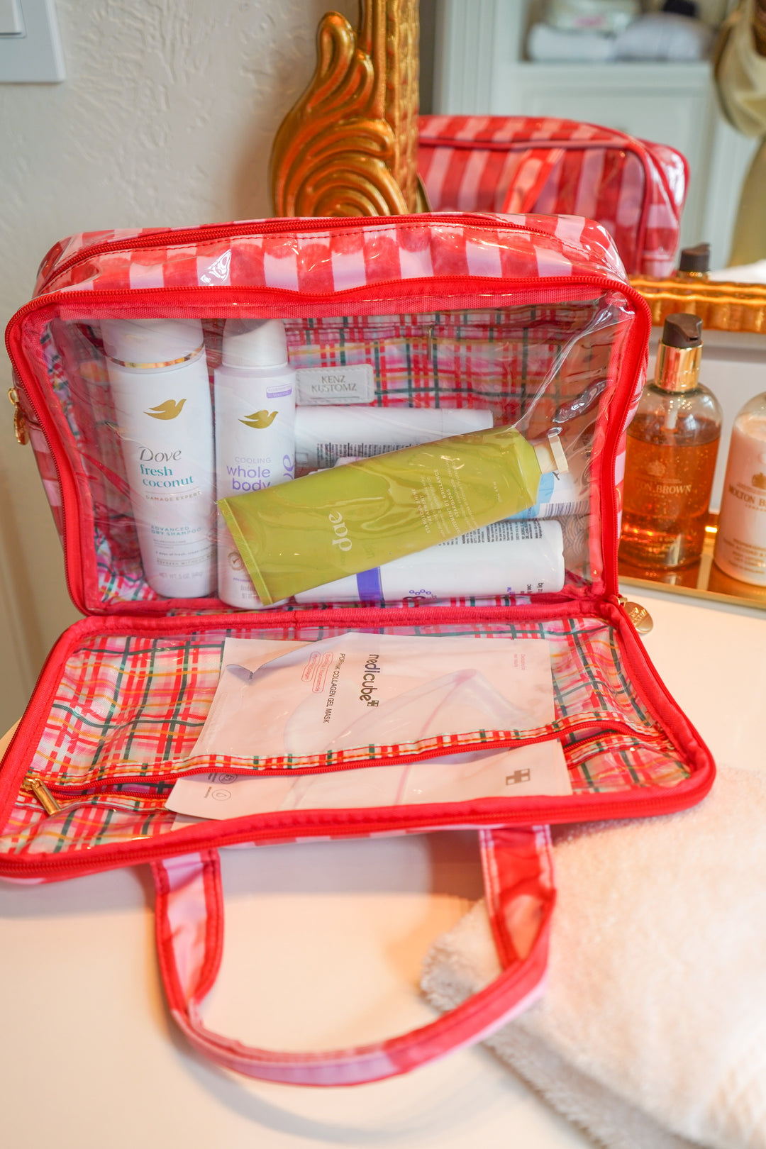 Skincare - Candy Stripes Clear Coat Toiletry Case