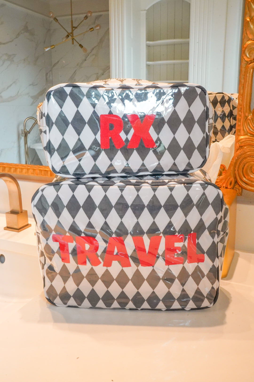 RX - Black Argyle Medium Clear Coat Bag