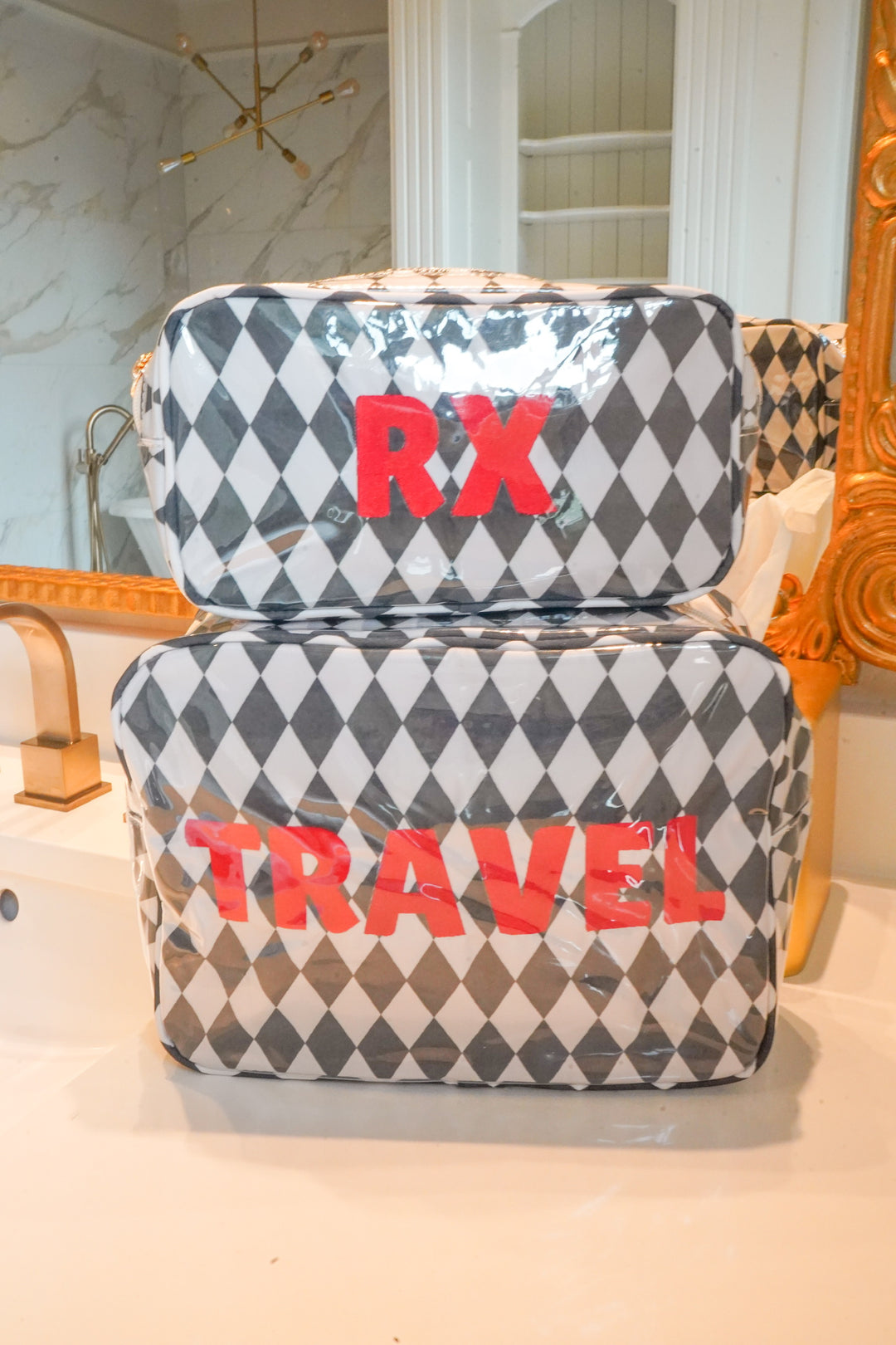 RX - Black Argyle Medium Clear Coat Bag