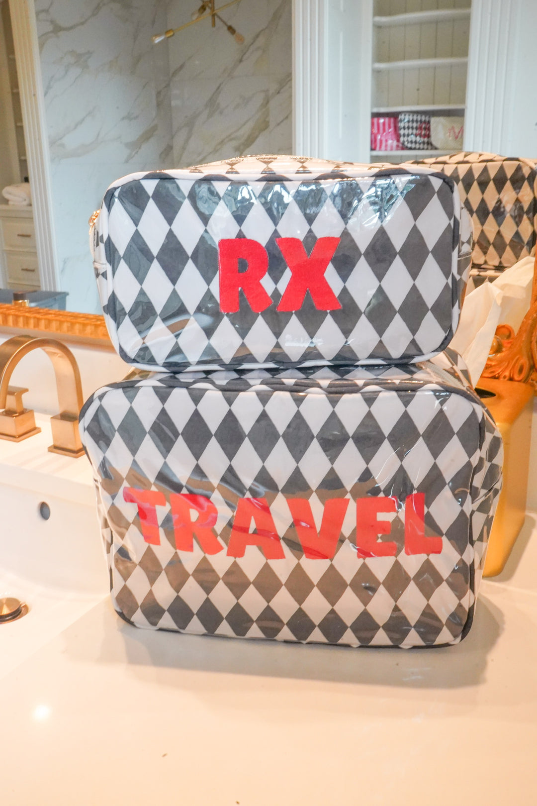 Travel - Black Argyle XL Clear Coat Bag