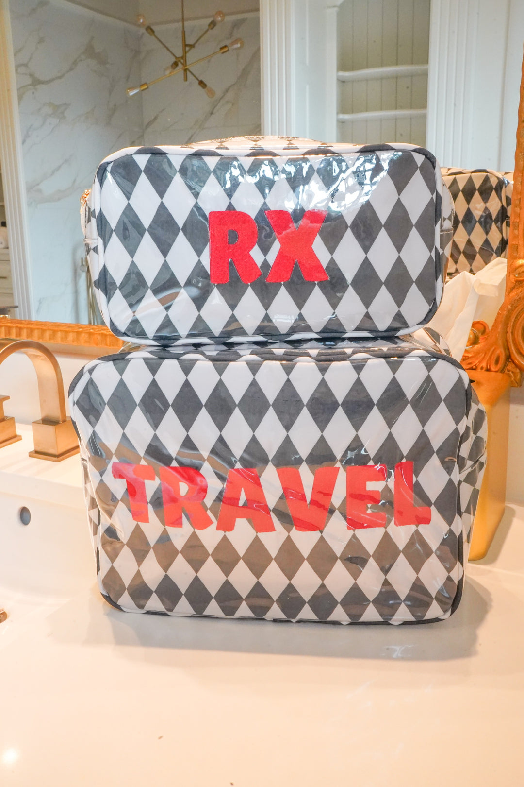RX - Black Argyle Medium Clear Coat Bag