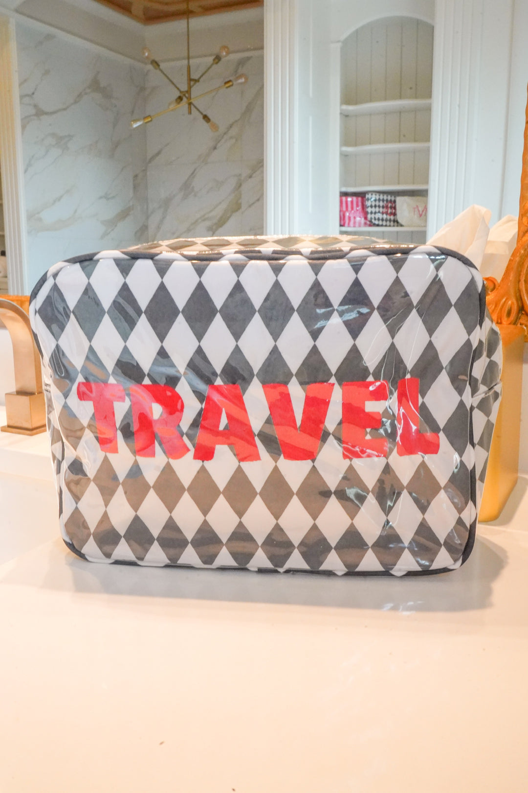 Travel - Black Argyle XL Clear Coat Bag