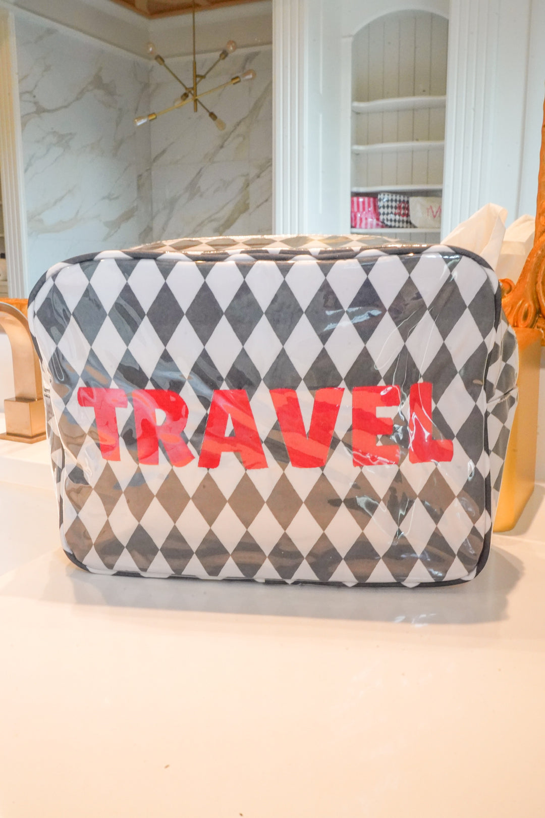 Travel - Black Argyle XL Clear Coat Bag