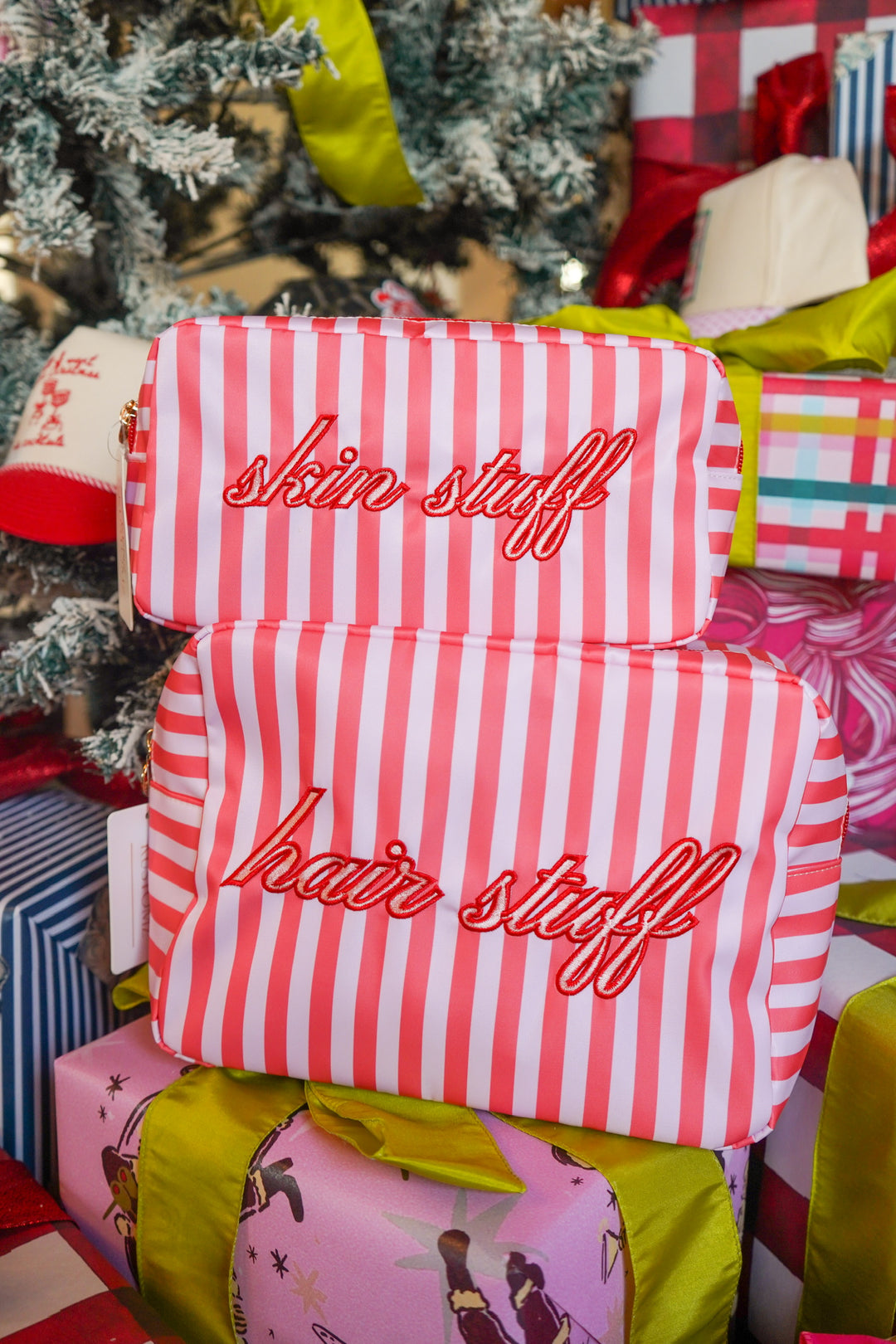 Hair Stuff - Pink &amp; Red Stripes XL Bag