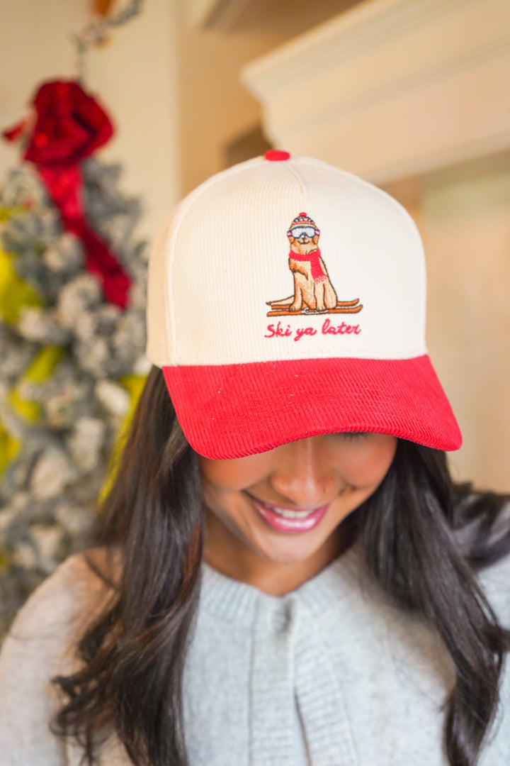Ski Ya Later - Red Corduroy Hat