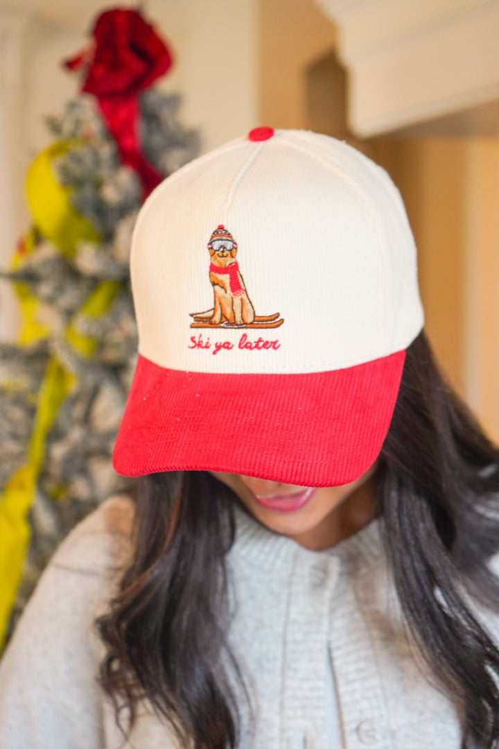 Ski Ya Later - Red Corduroy Hat