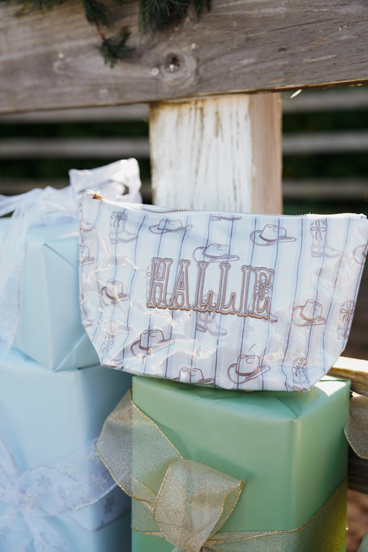Western Blues Striped - Clear Coat Bag For Embroidery