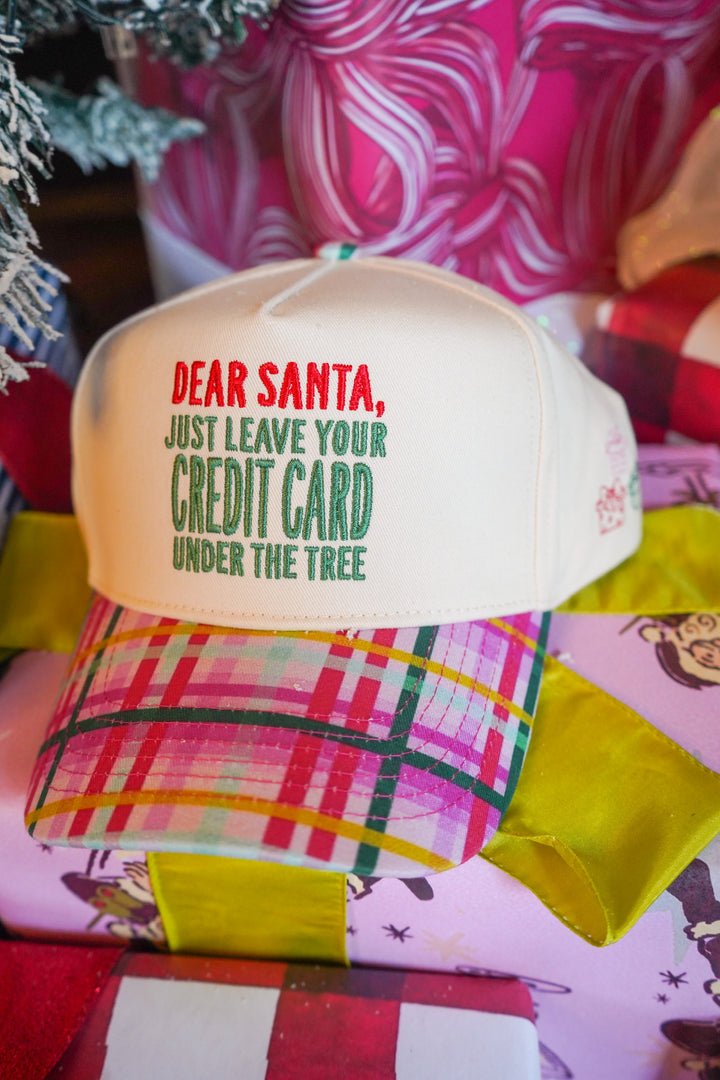 Dear Santa, Leave your Credit Card - Confetti Plaid Trucker Hat