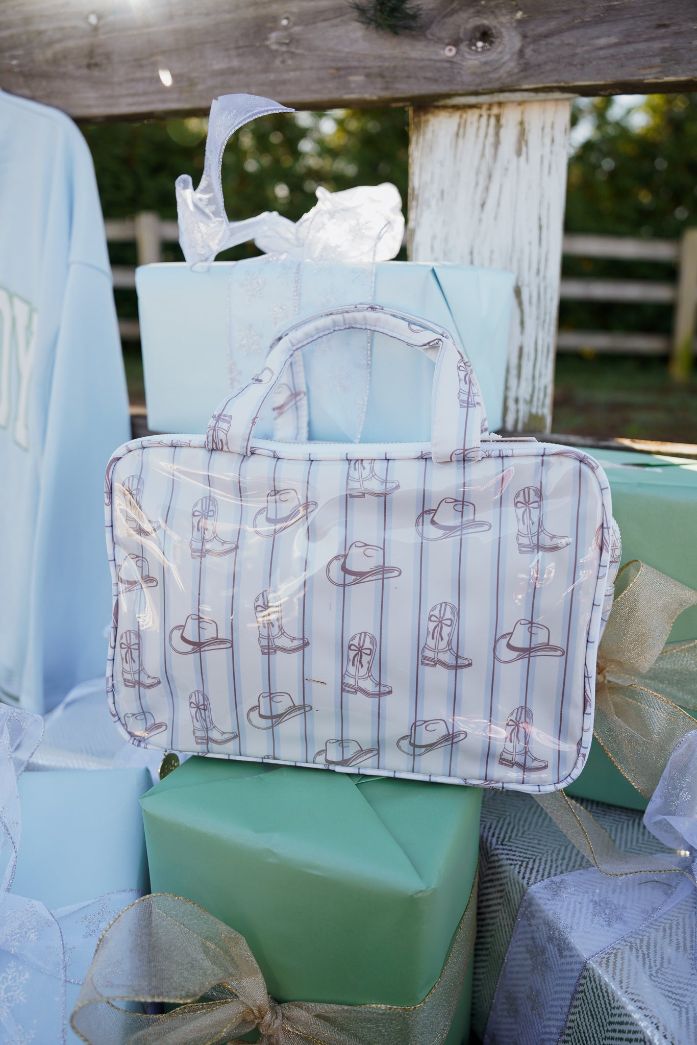 Western Blues Striped Clear Coat Toiletry Case - Thumbnail 3