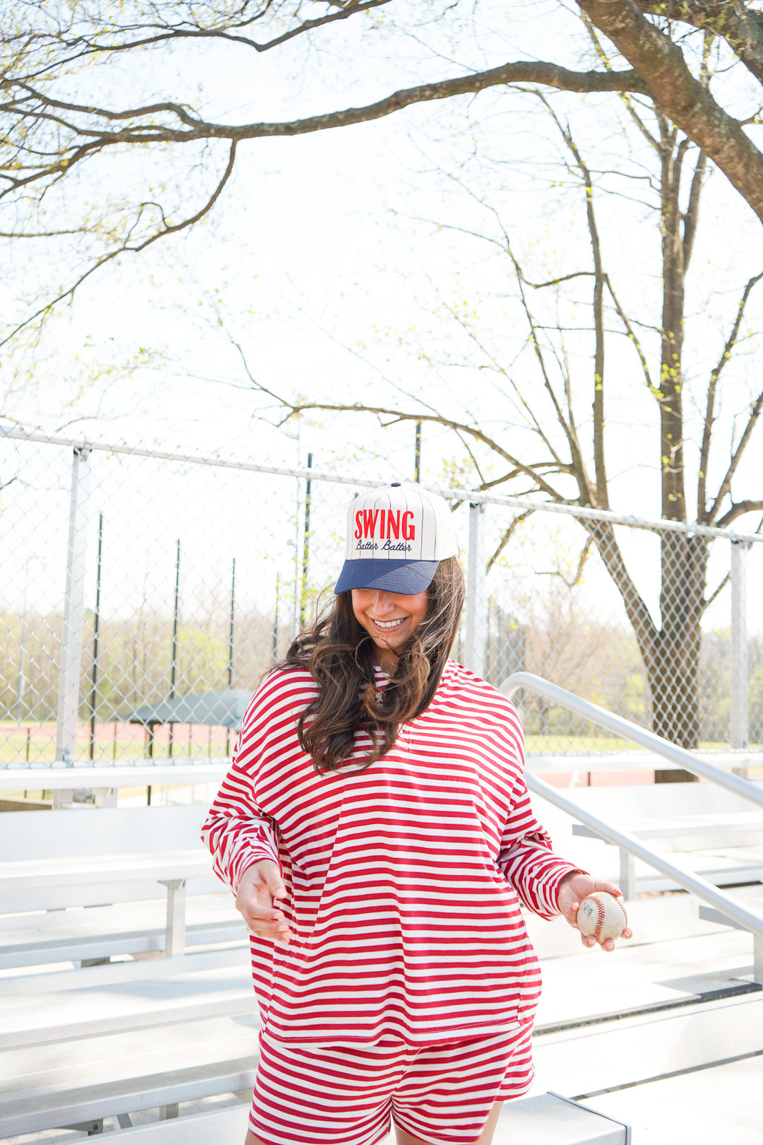 Swing Batter Batter - Navy Pinstripe Trucker Hat