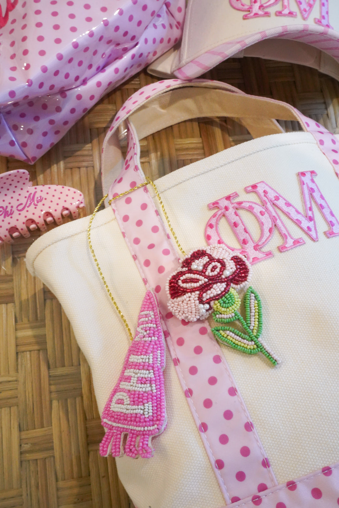 Sorority Greek Beaded Bag Charms