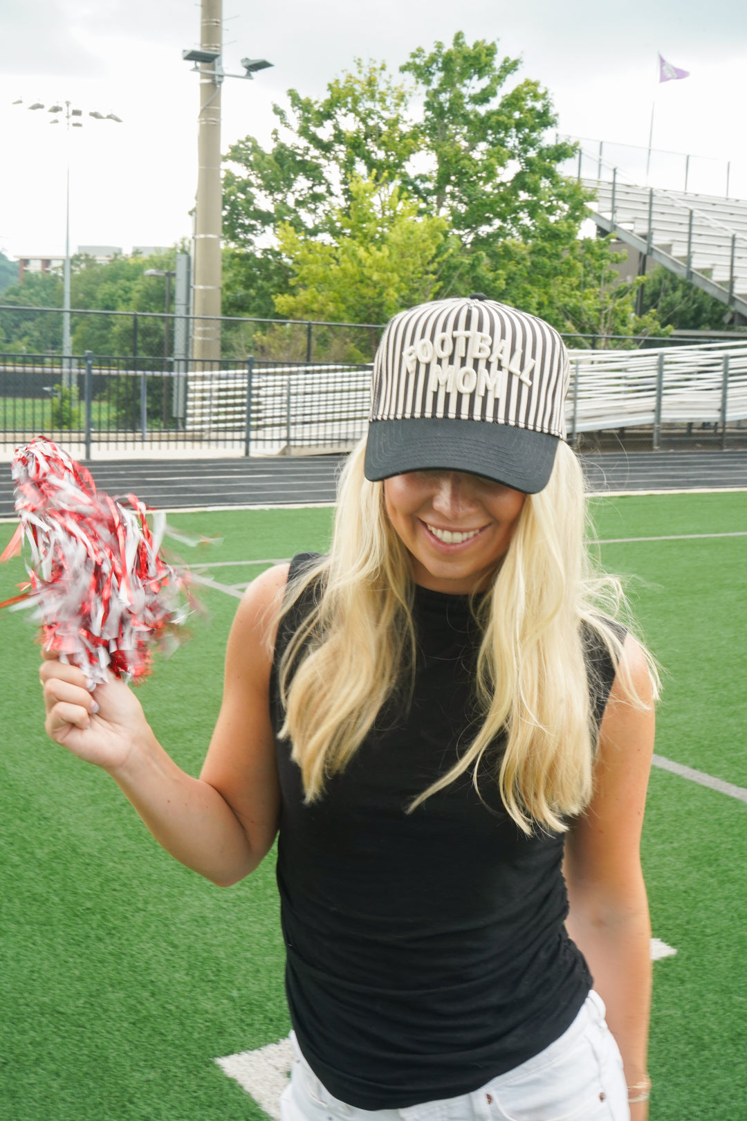 Football Mom - Stripe Trucker Hat