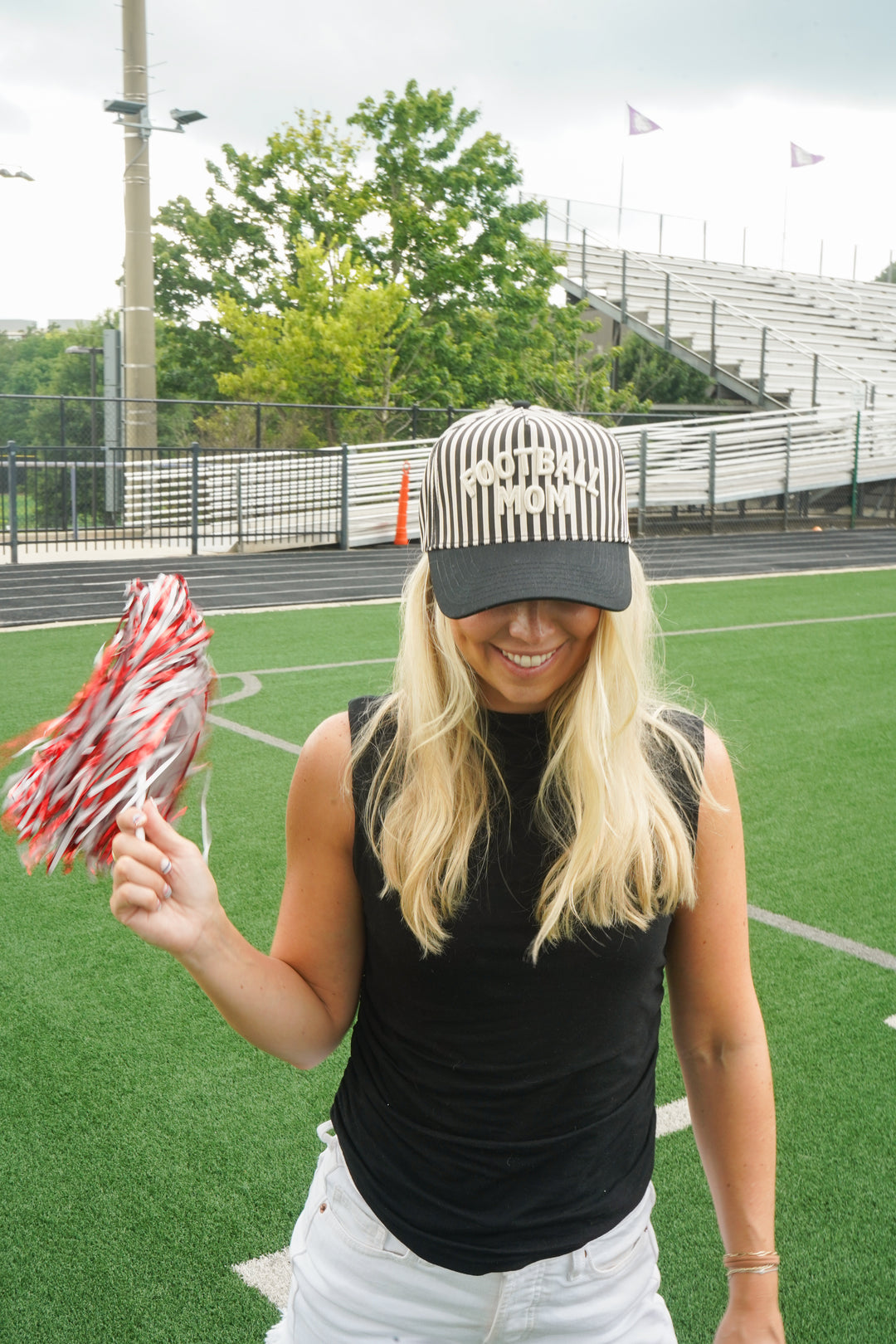Football Mom - Stripe Trucker Hat