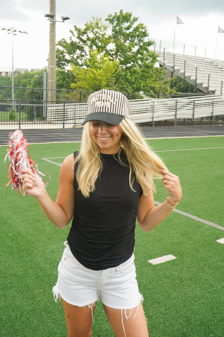 Football Mom - Stripe Trucker Hat