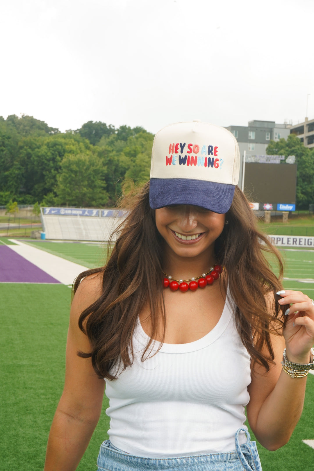 Hey So Are We Winning - Navy Corduroy Trucker Hat