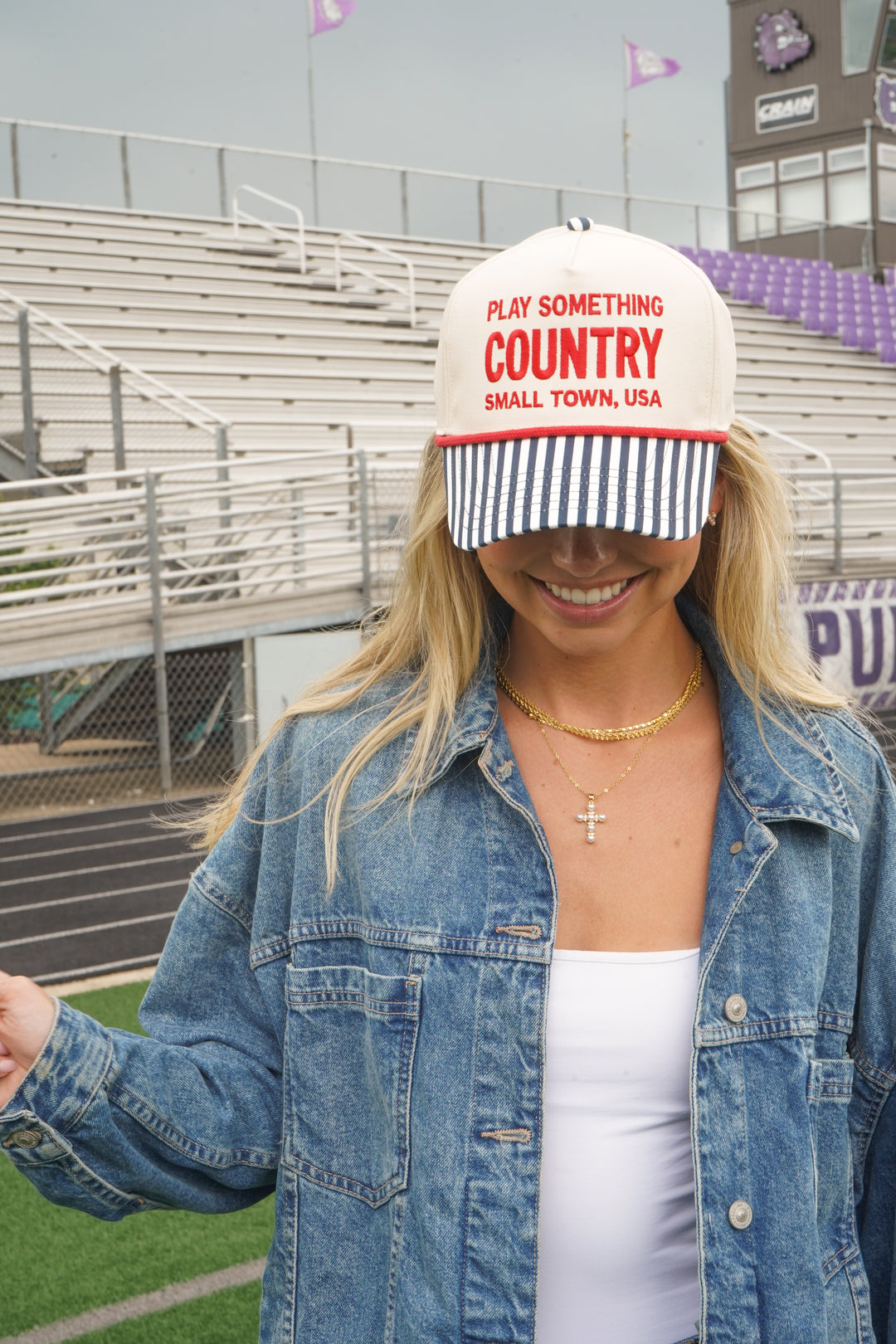 Play Something Country - Navy Pinstripe Trucker Hat