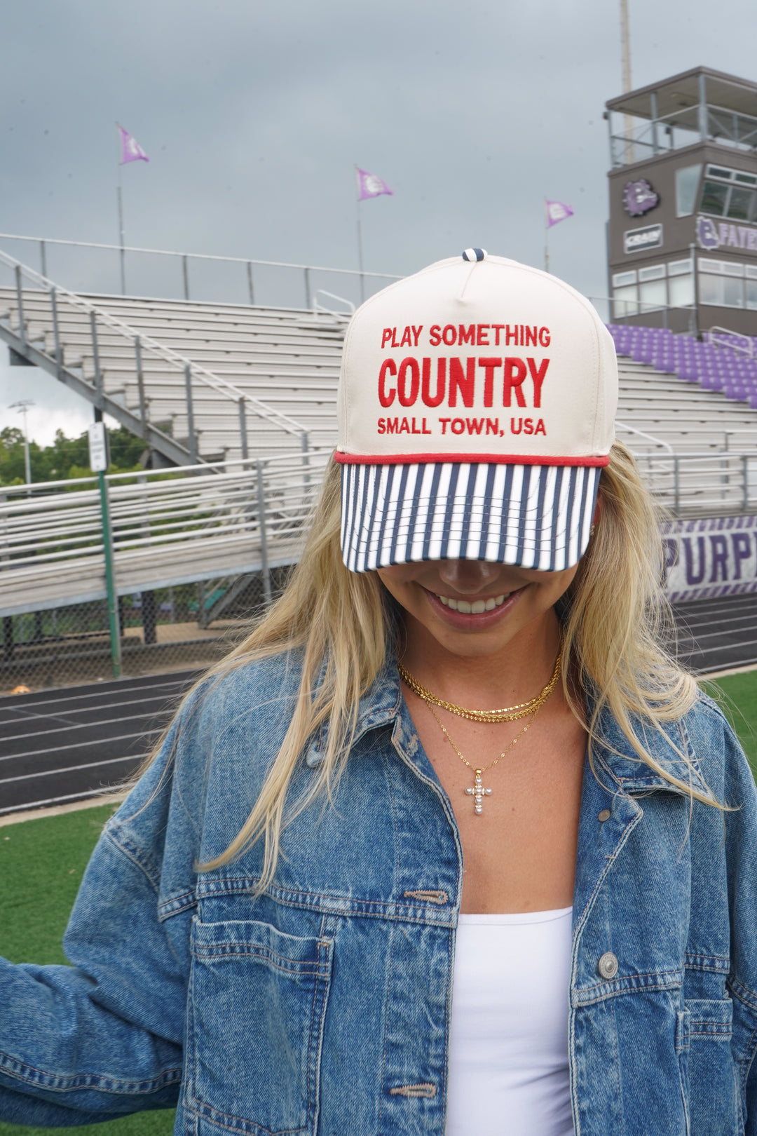 Play Something Country - Navy Pinstripe Trucker Hat